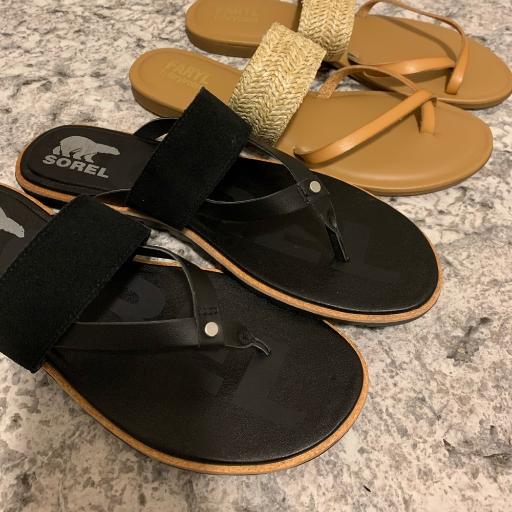 2 pairs Faryl Robin and Sorel Ella Sandals